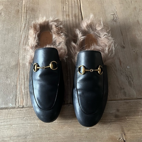 Gucci woman’s black princetown fur sides 100% authentic Mules slipper - Picture 7 of 16